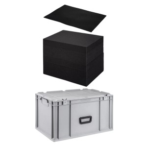 Graue Eurobox NextGen Portable mit Rasterschaumstoff und Einlage, 65 Liter Transportbox.
