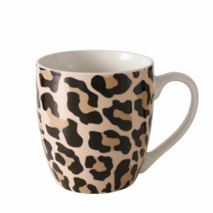 Boltze Jumbobecher Leony mit trendigem Leoparden-Print in Beige, Braun und Schwarz. 400 ml Geschirr für Kaffee & Tee.