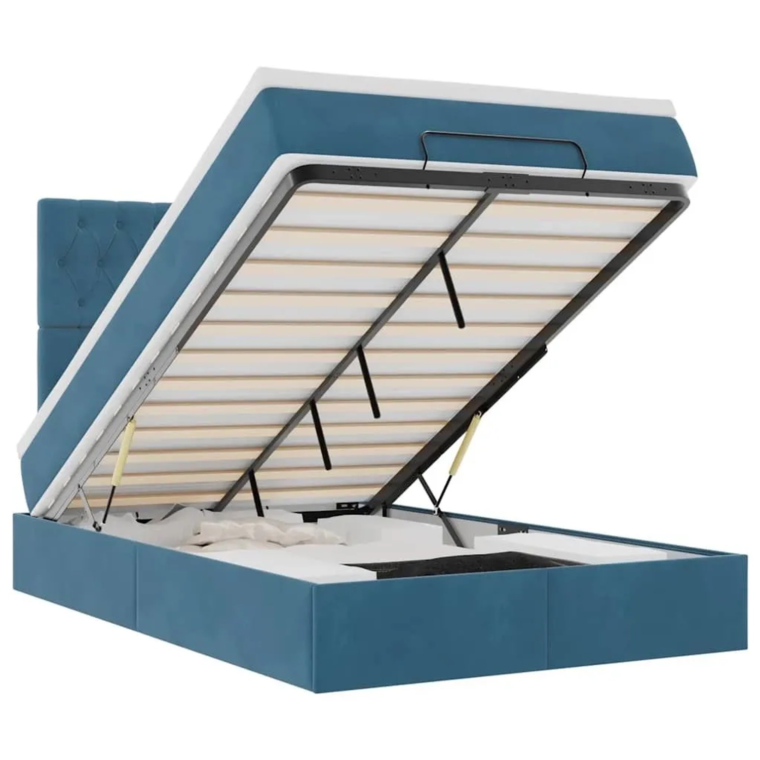 Thumbnail - vidaXL Ottoman-Bett mit Matratzen & LEDs Dunkelblau 120x200 cm Samt 3314388