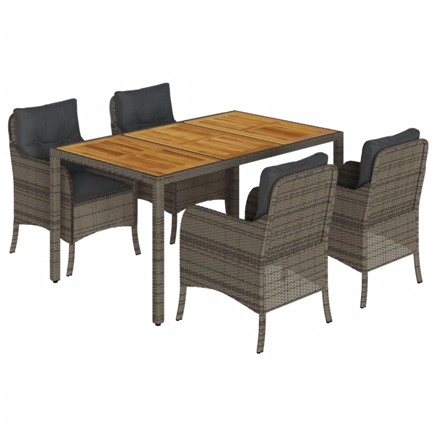 vidaXL 5-Tlg Garten-Essgruppe mit Kissen Grau Poly Rattan 3211874 günstig online kaufen
