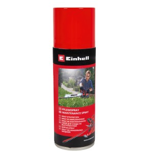 Einhell Pflegespray 200ml für Heckenscheren, rot-silberne Dose.
