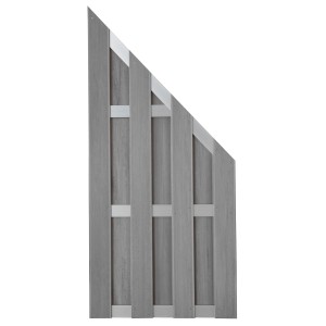 GroJa Fertigzaun Schräg Grau, 84,3x180/90cm, Sichtschutzzaun aus WPC mit seitlicher Abschrägung.