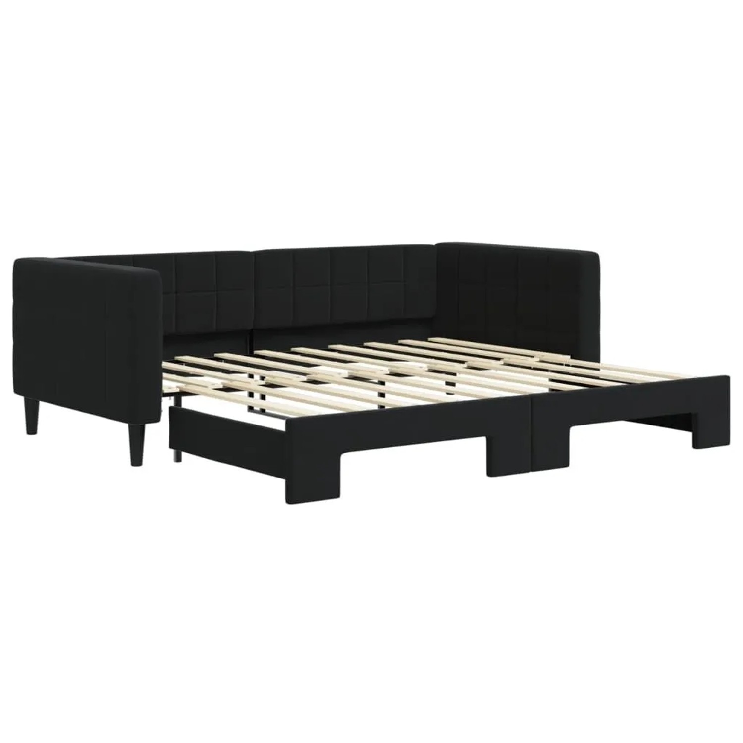 vidaXL Tagesbett Ausziehbar Schwarz 90x190 cm Samt 3196706