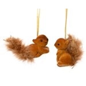 Kaemingk Christbaumschmuck Eichhoernchen Kunststoff 4 cm Braun Beflockt 2er Set