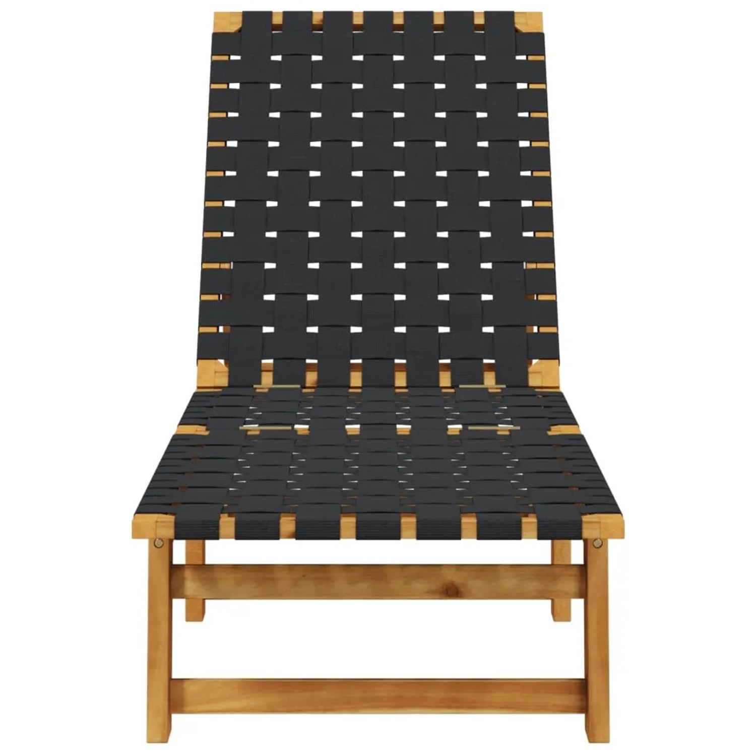 Schwarze vidaXL Sonnenliege aus Akazienholz und Stoff für Garten, Terrasse oder Pool.