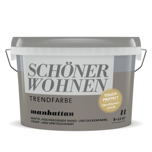 Schöner Wohnen Trendfarbe Manhattan, matte Wandfarbe im 1L Eimer.