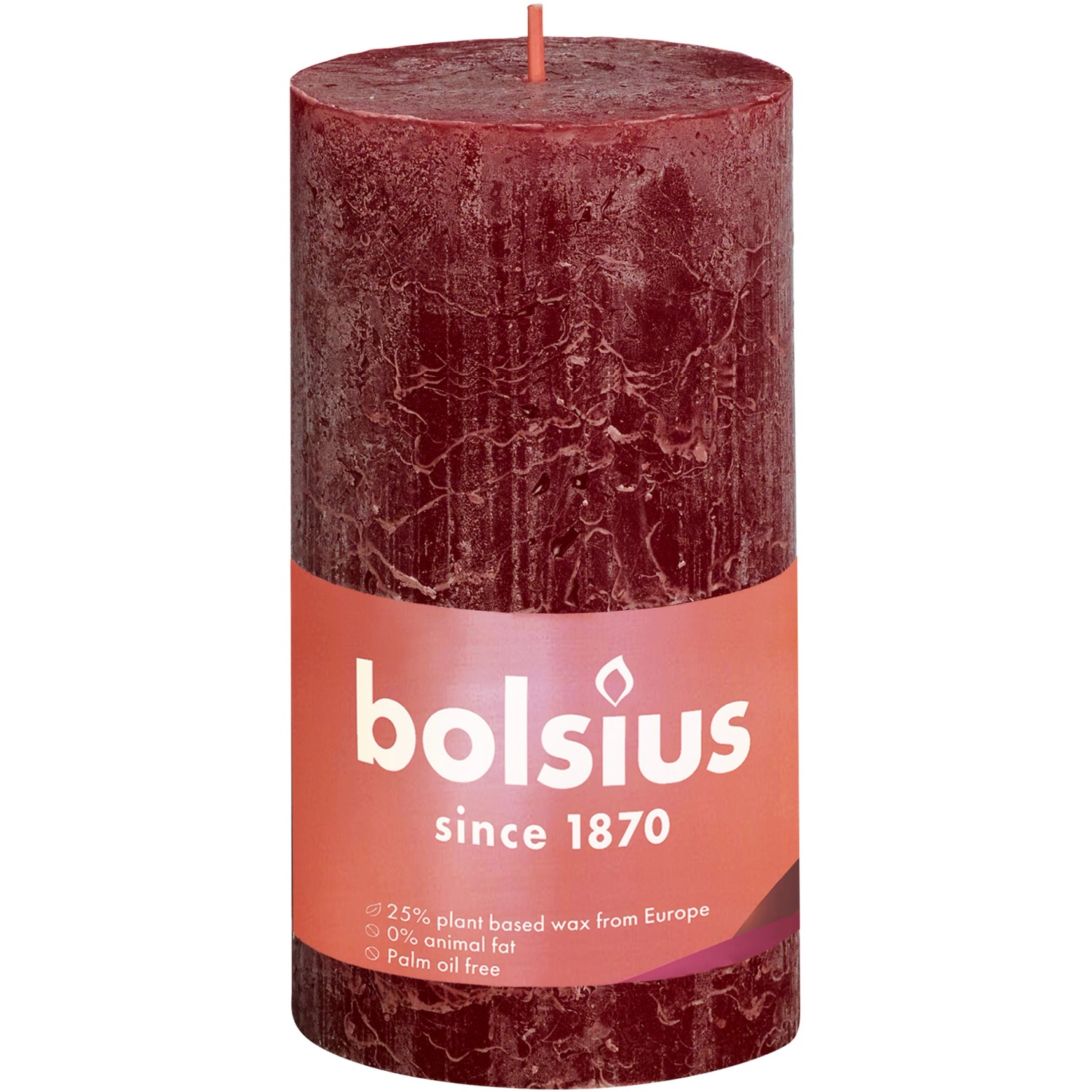 Bolsius Rustik-Kerze Shine XXL Ø 10 cm x 20 cm Samtrot