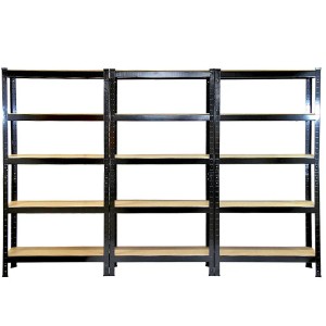 Monstershop 6er Set T-Rax Lagerregale, 75cm breit, schwarz, mit MDF-Böden. Ideal für Garage, Lager oder Werkstatt.