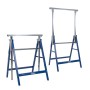 2 blaue, höhenverstellbare TRUTZHOLM Arbeitsböcke aus Stahl, Werkstatteinrichtung.