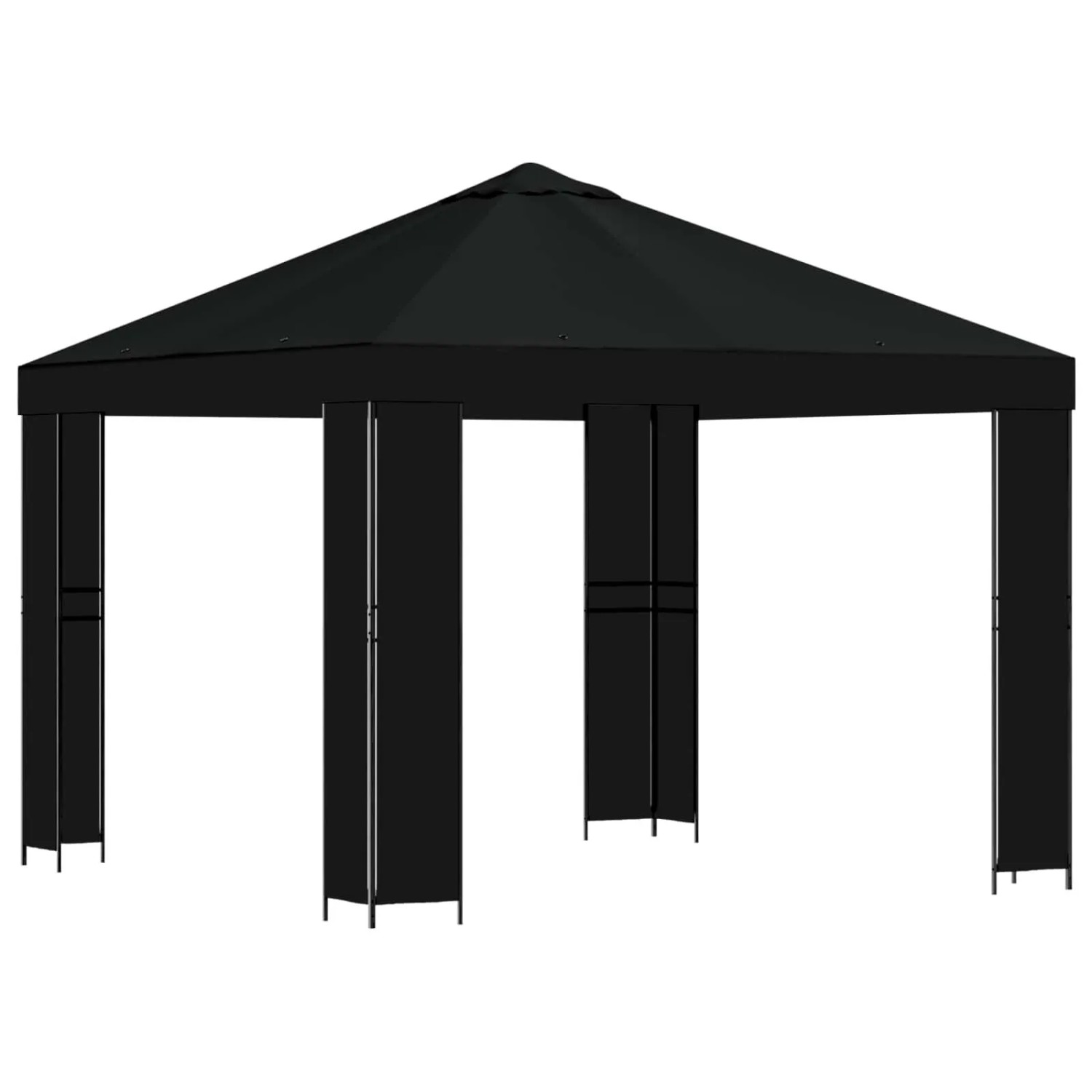 vidaXL Pavillon 3 x 3 m Schwarz Polyester und Stahl 190 900358
