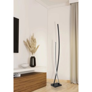 Moderne EGLO LED Stehlampe ALBORAYA, schwarz, 113,5cm hoch, warmweißes Licht für Wohnräume.