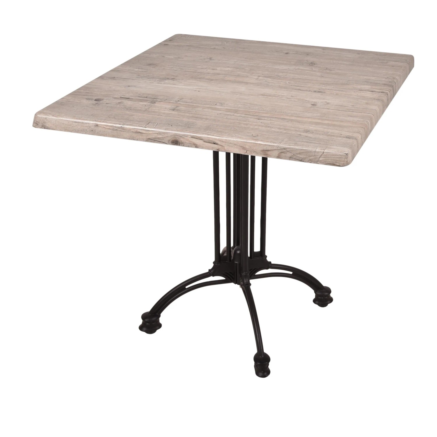 DELUKE Bistrotisch JELENA 80x80cm Quadratisch Hellbraun Holz Cafétisch Bartisch Gartentisch Outdoor-Esstisch