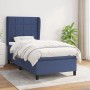 Blaues vidaXL Boxspringbett (90x200 cm) mit Matratze und Stoffbezug.