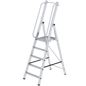 MUNK Aluminium-Stufenstehleiter mit 5 Stufen, Bauleiter-Ausführung.