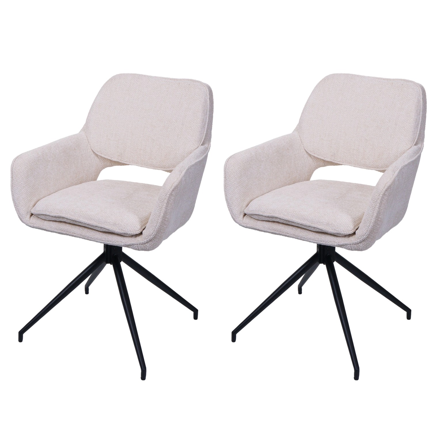 MCW Esszimmerstuhl N74 2er-Set Stoff Chenille 490g/m² Creme günstig online kaufen