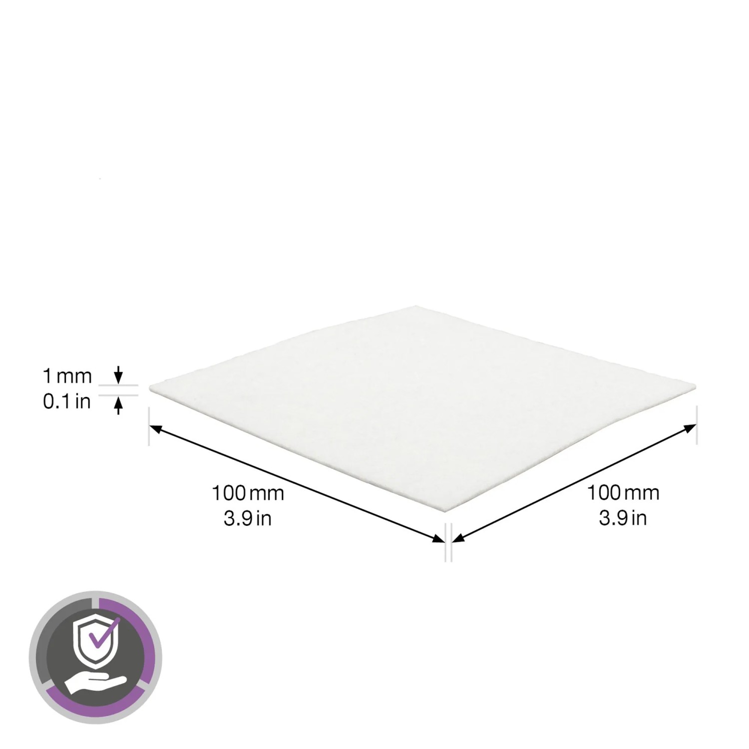 Wagner Softfilz-Pad, selbstklebend, 100x100x1 mm, weiß. Möbelgleiter für Oberflächenschutz.