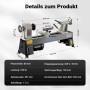Wiltec Drechselbank 370W, grau-schwarz, mit 457mm Spitzenweite und 254mm Durchmesser über Bett für Holz.