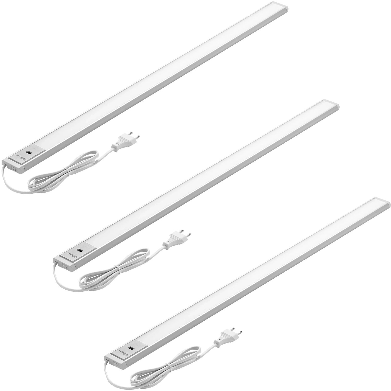 Oktaplex Riva Motion 3er Set LED-Lichtleiste Küche Dimmbar 90 cm 10W Warmweiß 3000K Unterbauleuchte mit Sensor-Schalter