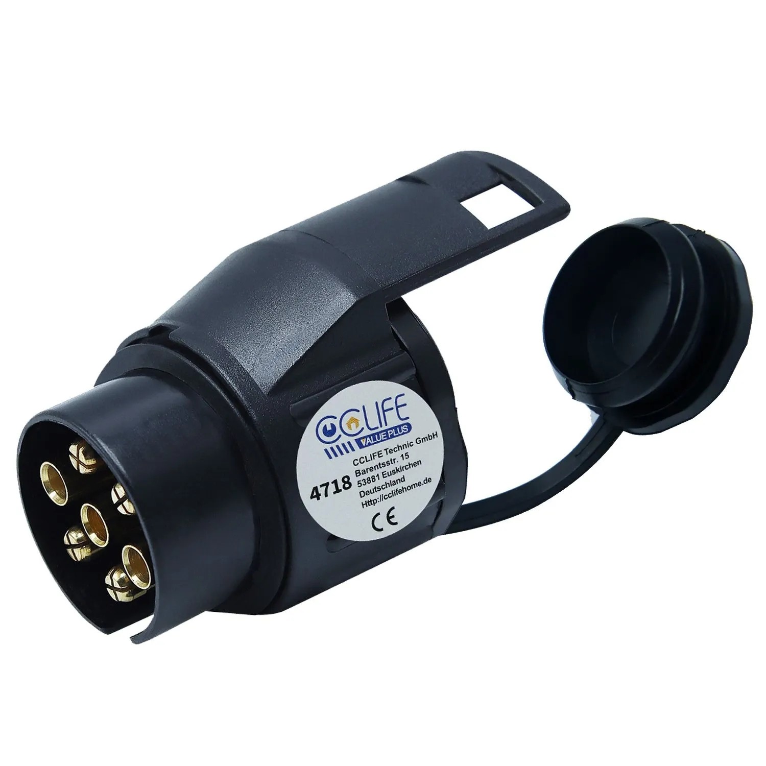 CCLIFE 7 auf 13-polig Adapter Stecker mit Dichtung für Anhänger KFZ Fahrradhänger 12V