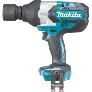 Makita 18V Akku-Schlagschrauber DTW1001Z Solo, blau-schwarz, mit montiertem Steckschlüssel.