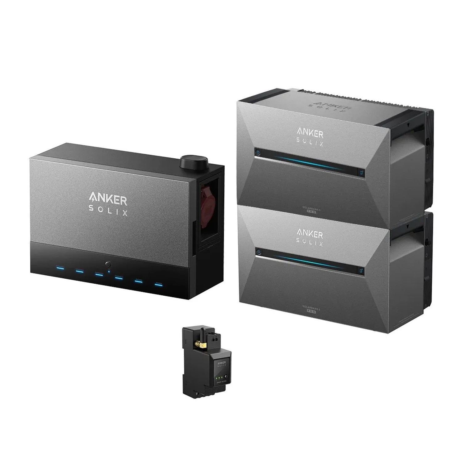 Anker SOLIX Balkonkraftwerk Speicher-Set mit Zwei Solarbank 3 E2700 Pro, Power Dock Und Smart Meter