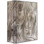 Abschließbarer Banjado XXL Medizinschrank in Anthrazit mit Holzwirbel-Motiv, 35x46x15cm.