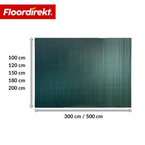 Grüner Floordirekt PVC Sichtschutzzaun mit vertikalen Lamellen, UV-beständig. Verfügbare Höhen 100-200 cm, Breiten 300/500 cm.