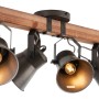 Brilliant Spotbalken Decca, 4-flammig, schwarz und Holz. Deckenleuchte mit vier Strahlern.