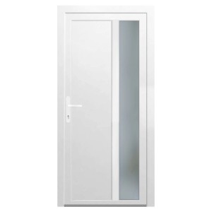 Weiße Kunststoff Nebeneingangstür K511 mit Glasausschnitt, Anschlag links.