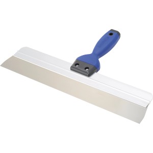 LUX Rakel Comfort 400 mm: Tapezierwerkzeug mit blauem Griff und rostfreier Stahlklinge.