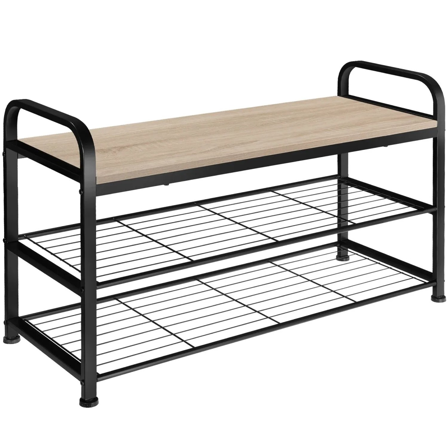 Tectake Schuhregal Southampton Industrial Style Holz und Stahl  91 x 36 x 55 cm Industrial Holz Hell  Eiche Sonoma