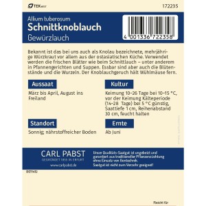 Pabst Schnittknoblauch Saatgut, mehrjährig und würzig. Kräutersamen für ca. 100 Pflanzen.
