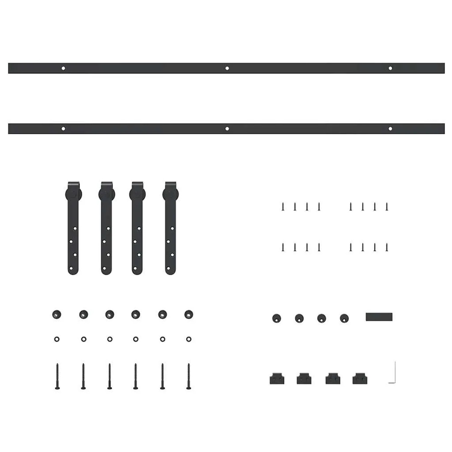 vidaXL Schiebetürbeschlag Set 200cm, Karbonstahl, für Schranktüren. Komplettes Set mit Schienen, Rollen und Zubehör.
