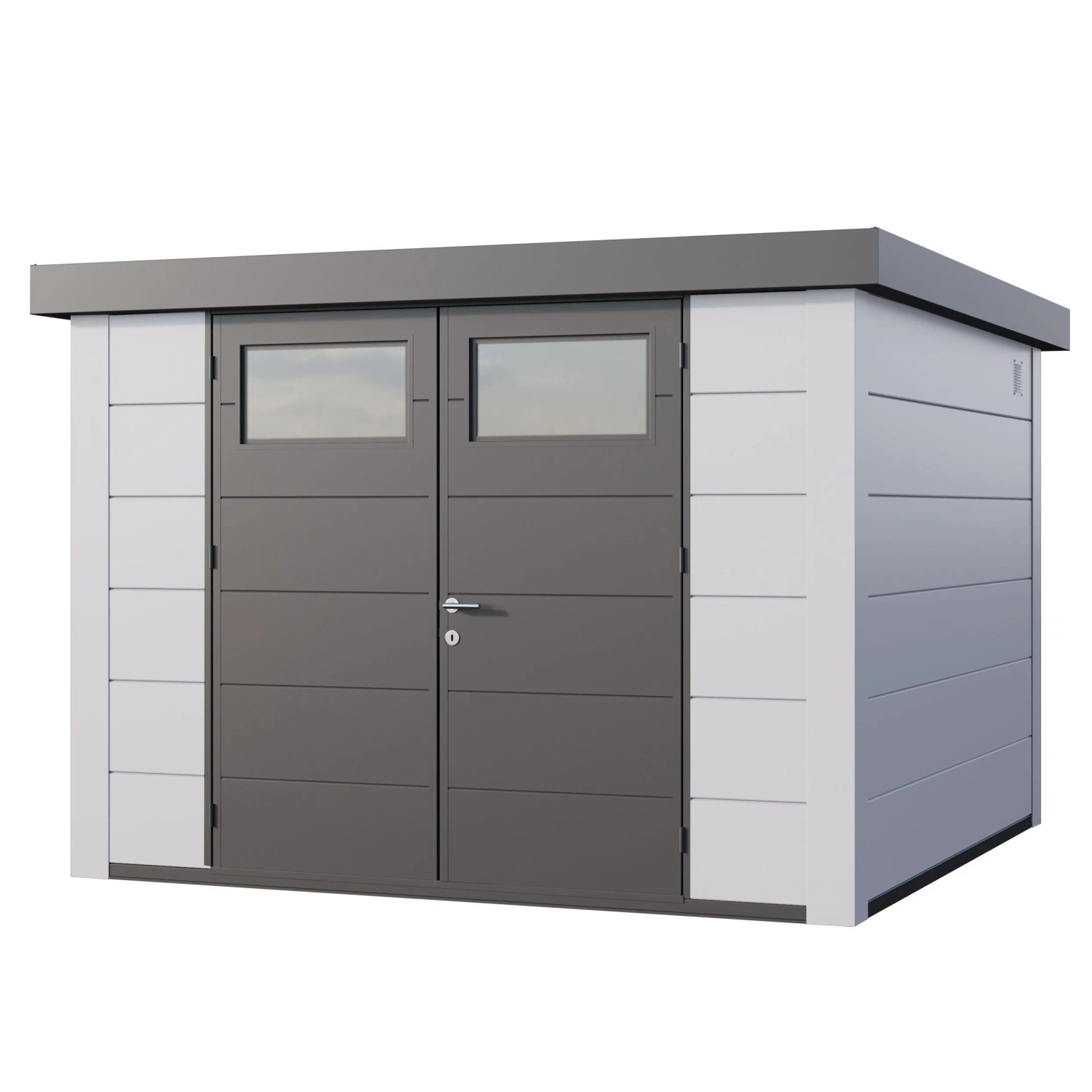 Gerätehaus Classico 3030 mit Weiße Ecken 298 cm x 298 cm Weiß günstig online kaufen