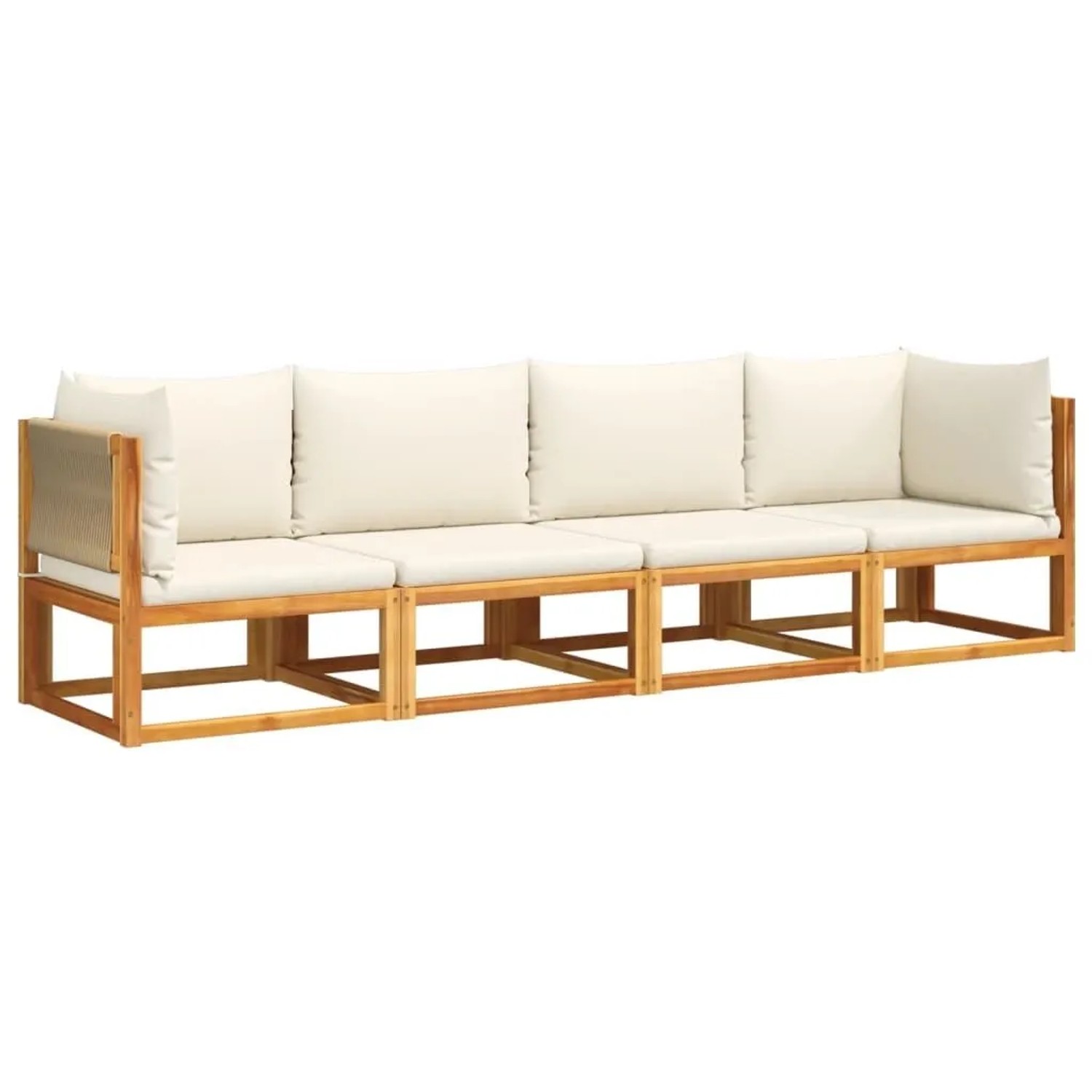 vidaXL 4-Tlg Gartensofa-Set mit Kissen Holz Akazie & Seil 3278855