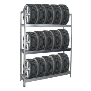 PROREGAL Reifenregal Tiger XL, verzinkt, mit 18 Reifen auf 3 Ebenen. Ideal zur Reifenlagerung.