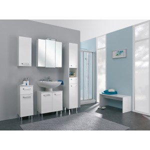 Pelipal Quickset 312 Badmöbel-Set, 5-teilig, weiß, mit Spiegelschrank, Waschbeckenunterschrank, Hänge- und Hochschrank.