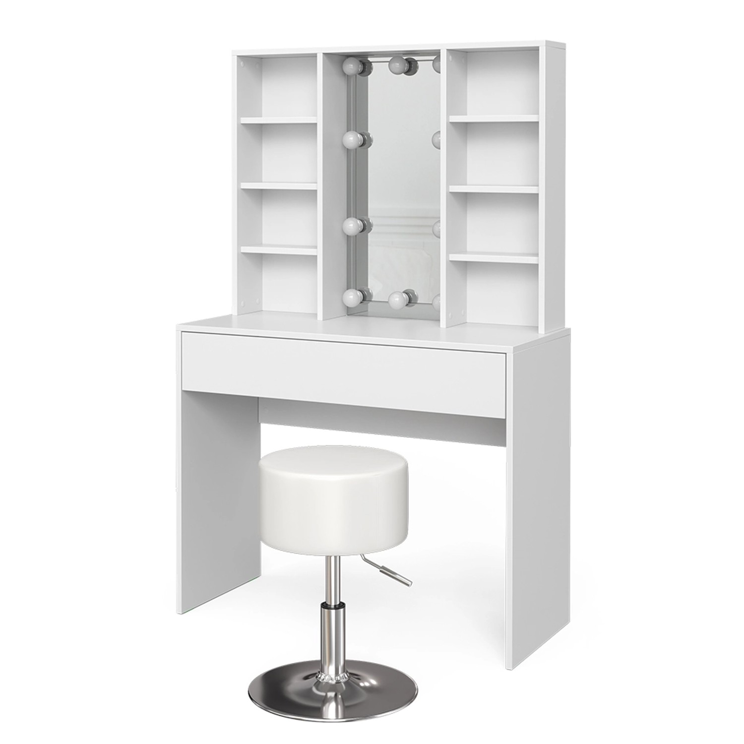 Vicco Schminktisch Alexa Weiß 93 cm mit LED Beleuchtung und Hocker günstig online kaufen