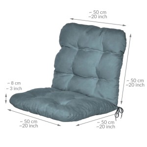 Taubenblaue Beautissu Niedriglehner Auflage Flair NL, 100x50x8cm, gepolstert, mit stilvollen Heftungen und Befestigungsschnüren.