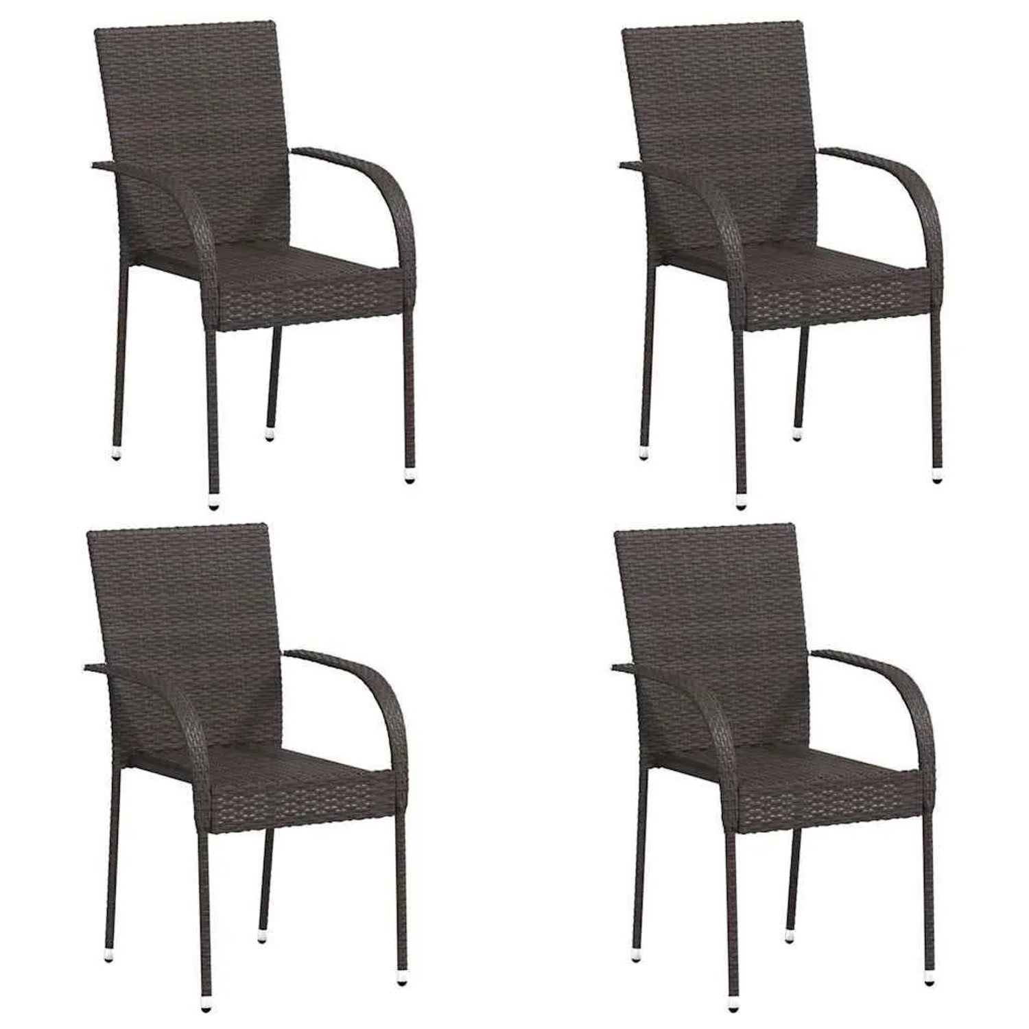 Furnicato Stapelbare Gartenstühle 4 Stk  Poly Rattan Braun