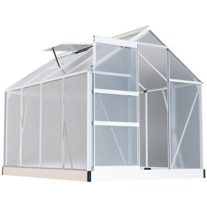 Garmio Gewächshaus Neapel 250x190 cm mit Alu-Rahmen, Dachfenstern und Fundament.