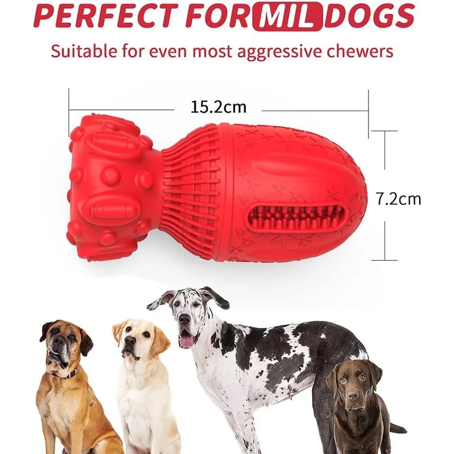 Rotes Petsation Kauspielzeug Rocket für Hunde, robust und interaktiv.