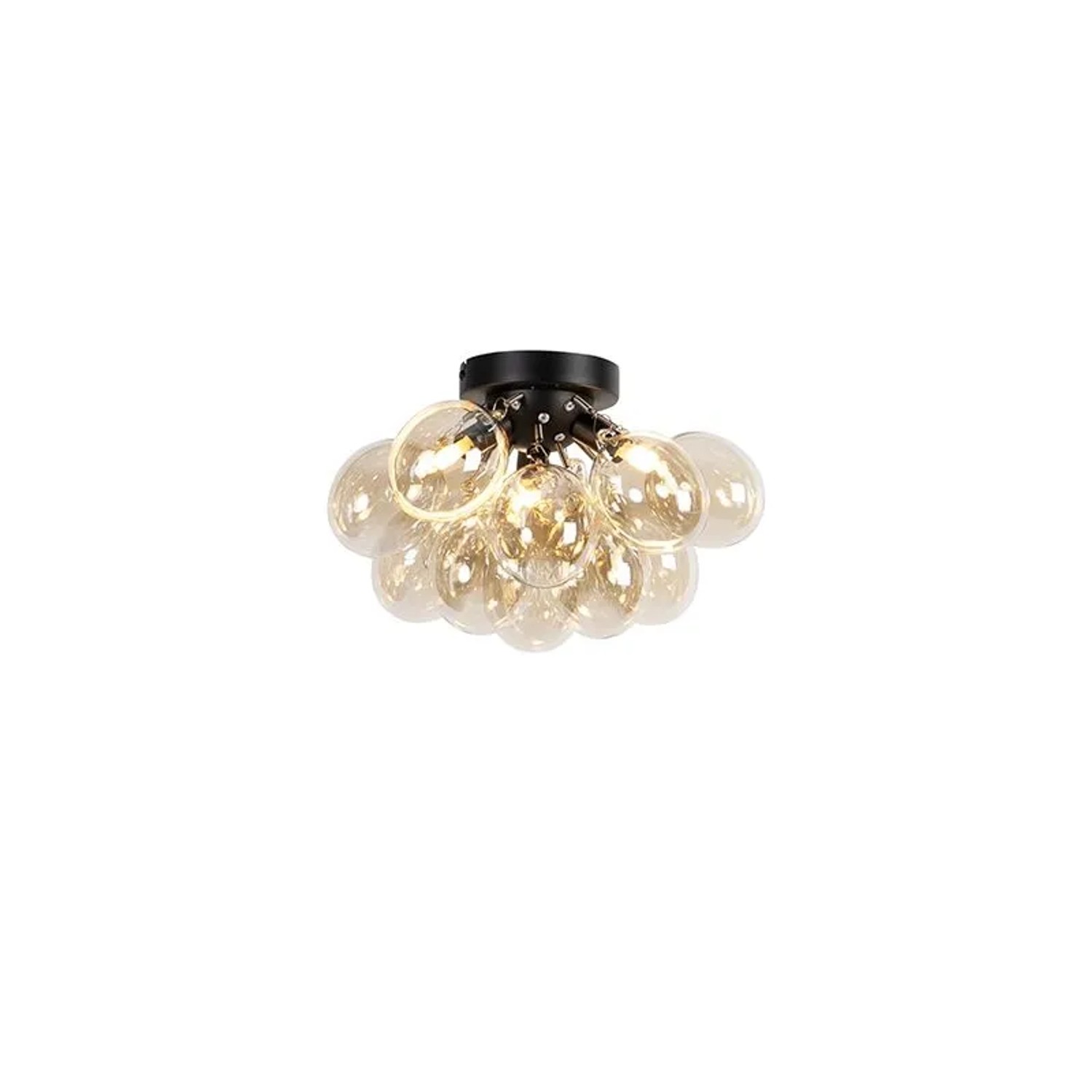 QAZQA Design Deckenleuchte Schwarz mit Braunglas 3-Licht Uvas