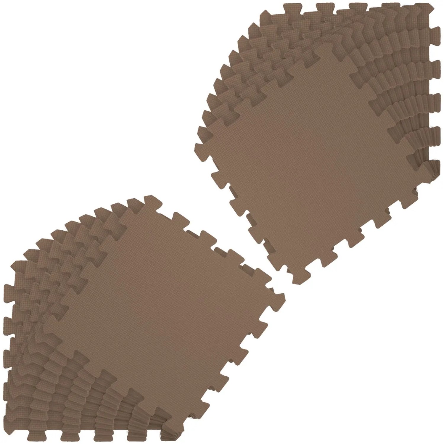 LittleTom Puzzlematte, 18 braune Teile (30x30 cm) für Babys & Kinder. Weiche Spielmatte.