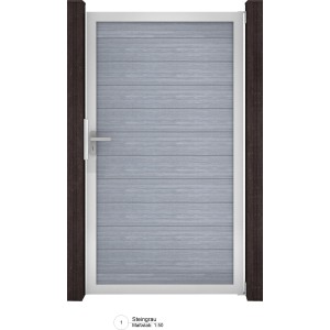 GroJa Solid Steckzaun Tor, Universal-DIN, Steingrau. Sichtschutzzaun Tor.
