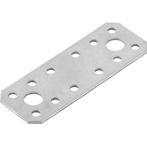 Flachverbinder aus Edelstahl, 100x35 mm, mit Löchern zur Befestigung von Möbeln im Innen- und Außenbereich.