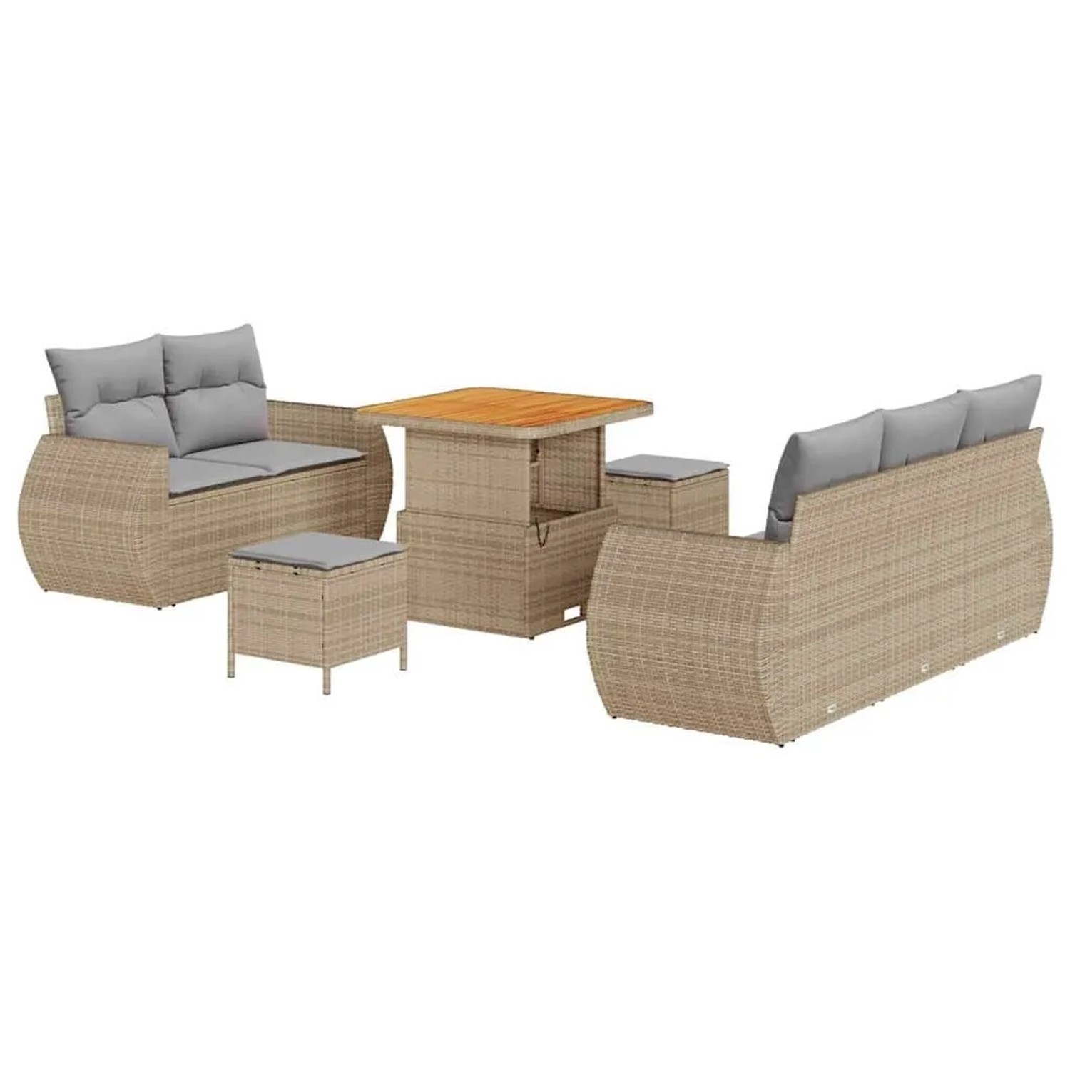 vidaXL Gartensofa-set mit Kissen 8-Tlg Beige und Hellgrau Poly-Rattan 33637 günstig online kaufen