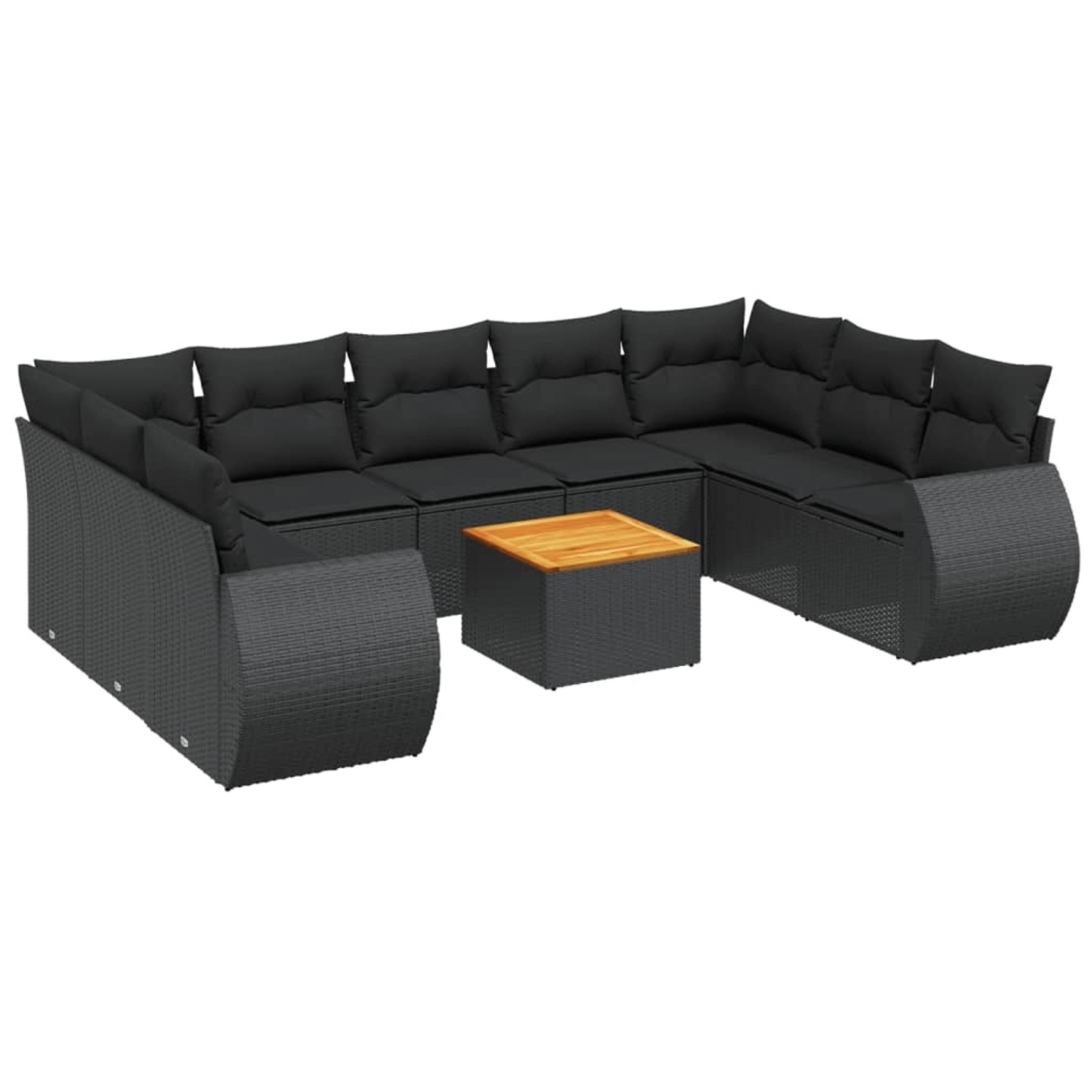 vidaXL 10-Tlg Garten-Sofagarnitur mit Kissen Schwarz Poly Rattan 3257476 günstig online kaufen