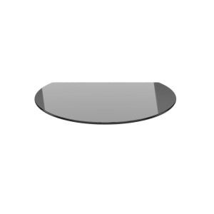 Schwarze ECOfoxx Funkenschutzplatte aus Glas, Kreisabschnitt 120x105cm, für Kamin und Ofen.