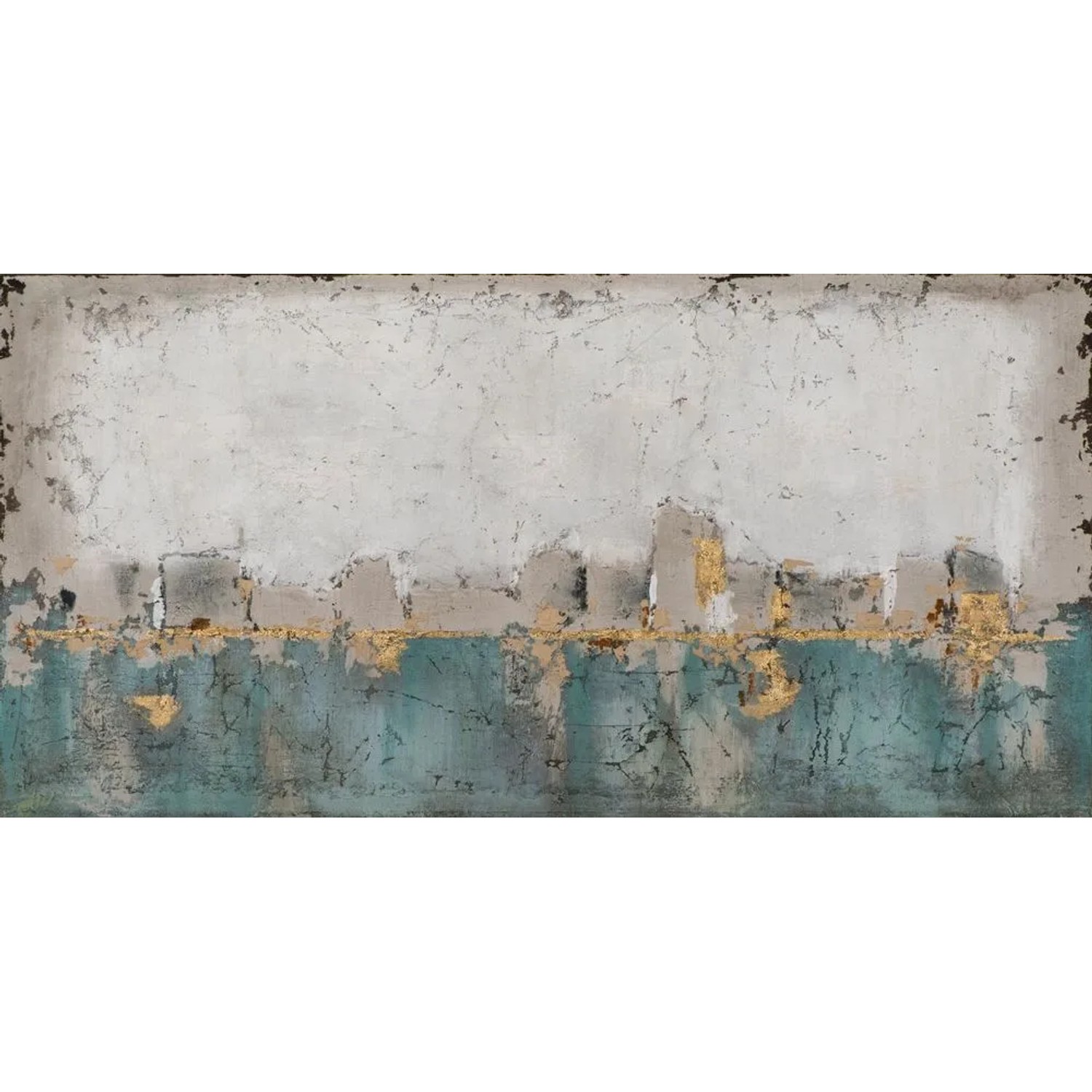 Art Universe Leinwandbild Abstrakte Skyline in Türkis 70 x 140 cm